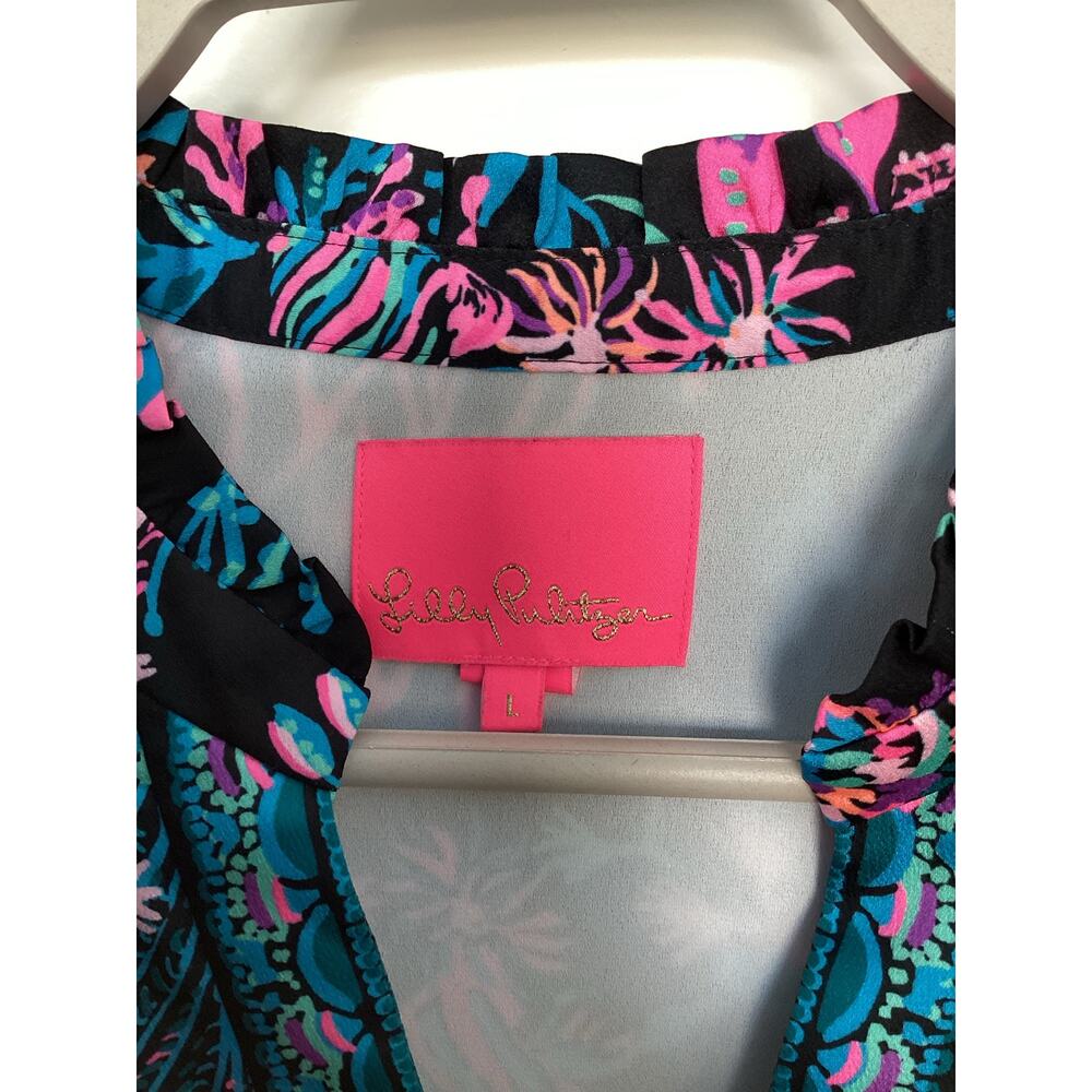 Lilly Pulitzer Ariella Swing Mini Dress Onyx Twilight Coral Engineered SZ Large - Picture 7 of 11